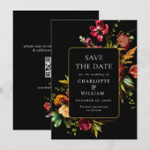 Nouveau Garden Blumen Hochzeit QR-Code Save The Date (Vorne/Hinten)