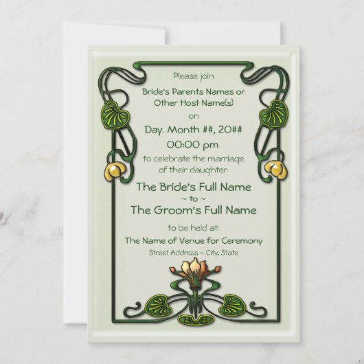 Nouveau Lilies (Einladung Hochzeit) Einladung (Vorderseite)