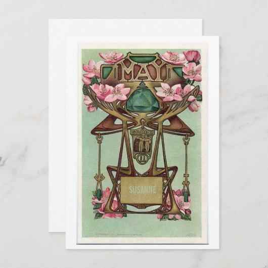 Nouveau May Gemini zodiac Geburtstag Einladung (Vorne/Hinten)