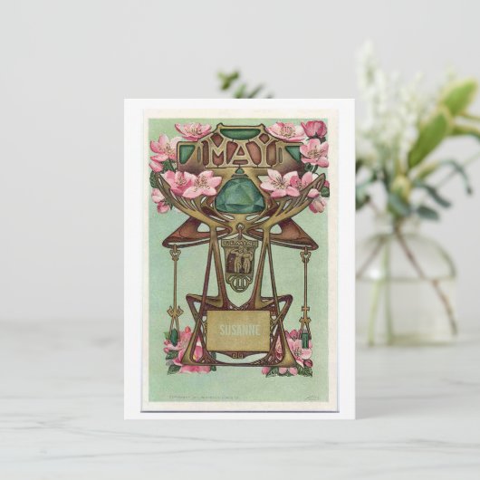 Nouveau May Gemini zodiac Geburtstag Einladung (Stehend Vorderseite)