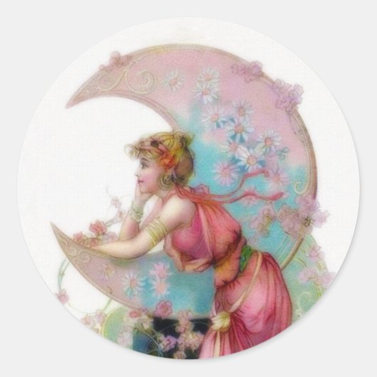 Nouveau Moon Runder Aufkleber (Vorderseite)