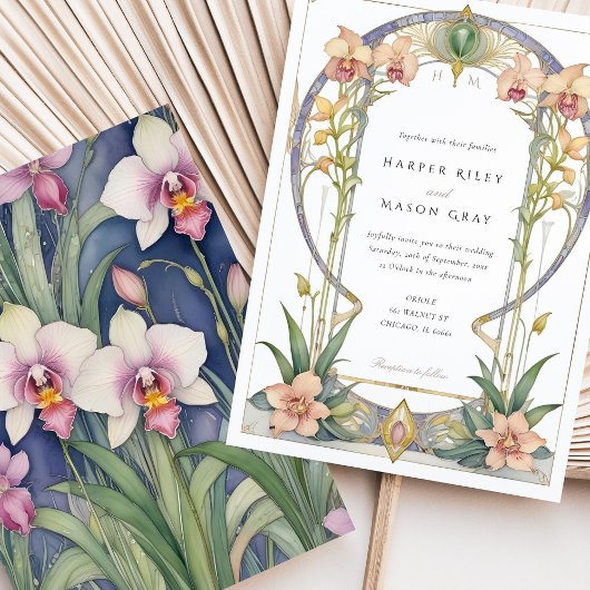 Nouveau Orchid Garden Wedding Einladung