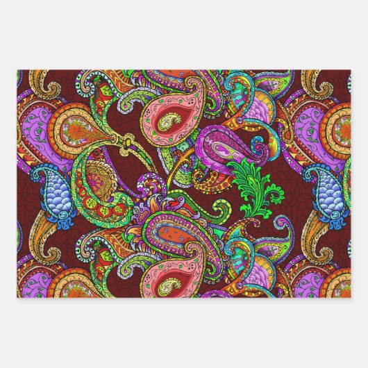 Nouveau Paisley Daisy Sampler Geschenkpapier Set (Vorderseite 2)