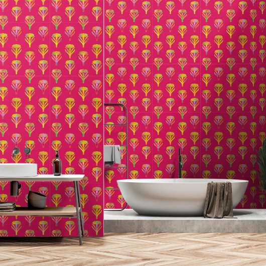 Nouveau Riche Blooms Magenta Tapete (Badezimmer)