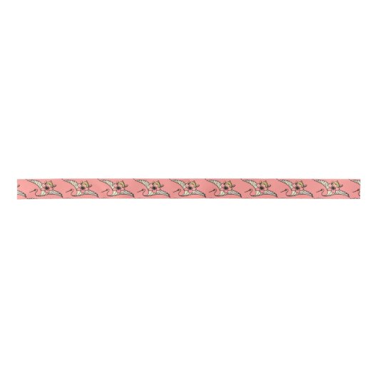 Nouveau Swan on Pink Satin Satinband (Vorderseite)