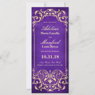 Nouveau Victorian: Gold & Aubergine Terminankündig Save The Date