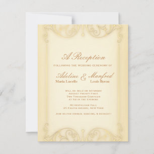 Nouveau Viktorianisch: Blassgoldene fancy Hochzeit Einladung