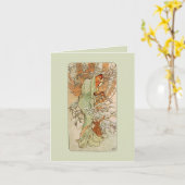 Nouveau Winter-Mädchen-Anmerkungs-Karte Karte (Gelbe Blume)