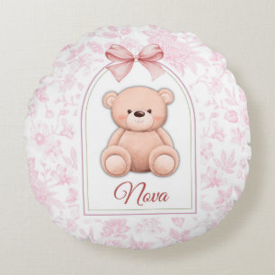 Nova Benutzerdefiniertes rosa Teddy-Bär-Kinderzi Rundes Kissen