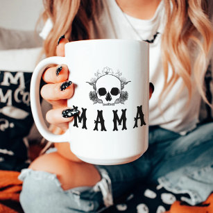 NOVA Black Floral Skull Halloween Mama Kaffeetasse