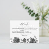 NOVA Elegant Gothic Black Floral Wedding Details Einladung (Stehend Vorderseite)