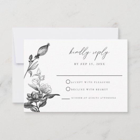 NOVA Elegant Gothic Halloween Floral RSVP Card Einladung (Vorderseite)