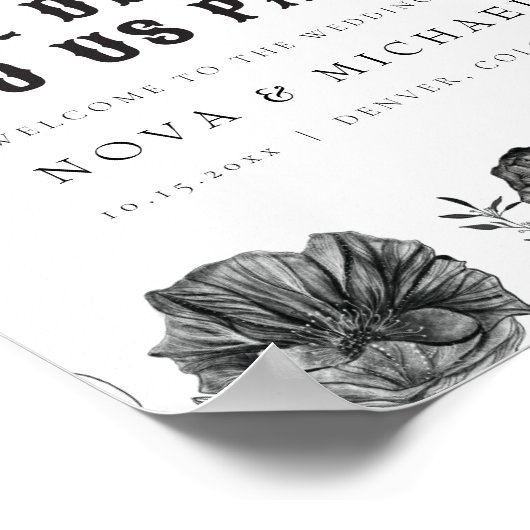 NOVA Gothic Floral Skull Til Death Wedding Willkom Poster (Ecke)