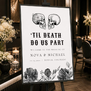 NOVA Gothic Floral Skull Til Death Wedding Willkom Poster