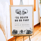 NOVA Gothic Floral Skull Til Death Wedding Willkom Poster