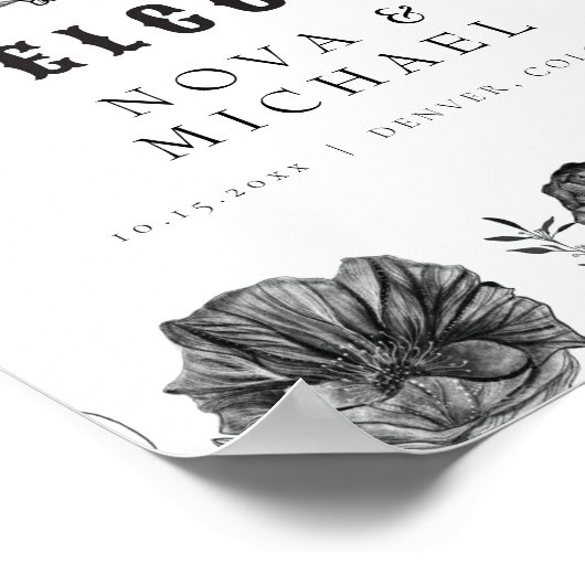 NOVA Gothic Floral Skull Til Death Wedding Willkom Poster (Ecke)