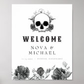 NOVA Gothic Floral Skull Til Death Wedding Willkom Poster (Vorne)