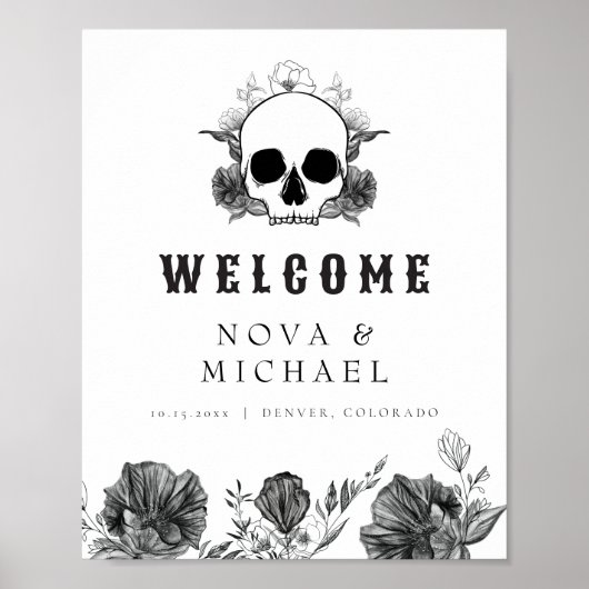 NOVA Gothic Floral Skull Til Death Wedding Willkom Poster (Vorne)