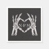 NOVA Halloween Skeleton Heart Hands Hochzeit Serviette (Vorderseite)