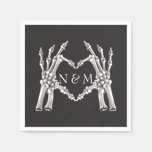 NOVA Halloween Skeleton Heart Hands Hochzeit Serviette (Vorderseite)