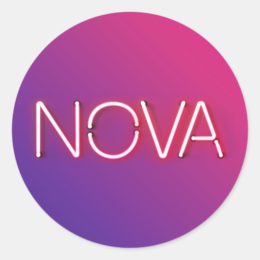 Nova Name in Neonleuchten Klassischer Rundaufklebe Runder Aufkleber (Vorderseite)