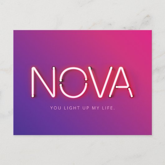 Nova Name in Neonleuchten Postkarte (Vorderseite)