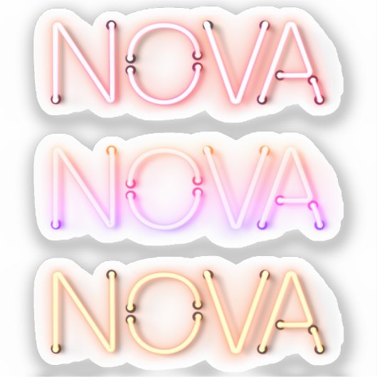 Nova Name in Neonlichter x3 Aufkleber (Vorderseite)