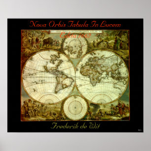 NOVA ORBIS TABULA IN LUCEM EDITA 1662 POSTER