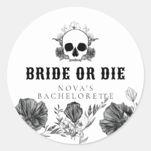 NOVA Schädelbrücke oder Die Til Death Bachelorette Runder Aufkleber