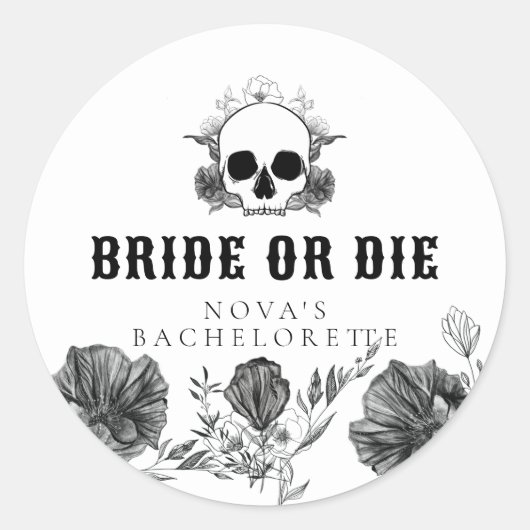 NOVA Schädelbrücke oder Die Til Death Bachelorette Runder Aufkleber (Vorderseite)
