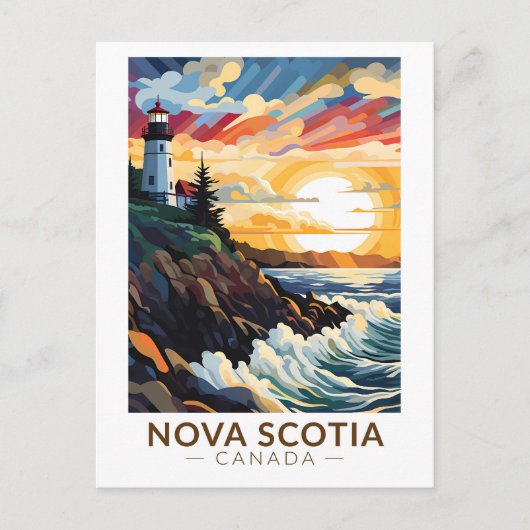 Nova Scotia Canada Lighthouse Travel Art Vintag Postkarte (Vorderseite)