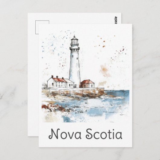 Nova Scotia Canada Lighthouse Watercolor Travel Postkarte (Vorne/Hinten)