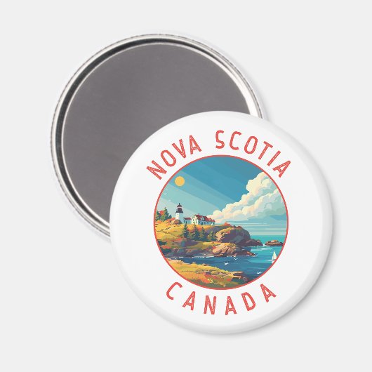 Nova Scotia Canada Retro Distressed Circle Magnet (Vorderseite/Rückseite)
