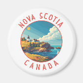 Nova Scotia Canada Retro Distressed Circle Magnet (Vorne)