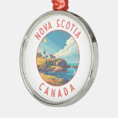 Nova Scotia Canada Retro Distressed Circle Ornament Aus Metall (Links)