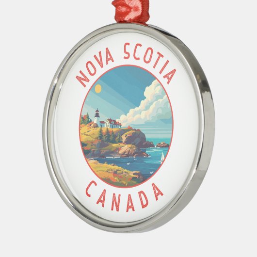 Nova Scotia Canada Retro Distressed Circle Ornament Aus Metall (Links)