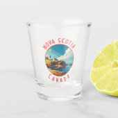 Nova Scotia Canada Retro Distressed Circle Schnapsglas (Vorderseite)