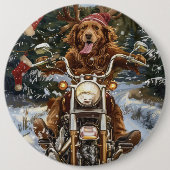 Nova Scotia Dog Riding Motorrad Weihnachten Button (Vorderseite)