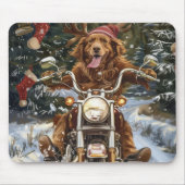 Nova Scotia Dog Riding Motorrad Weihnachten Mousepad (Vorne)