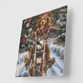 Nova Scotia Dog Riding Motorrad Weihnachten Quadratische Wanduhr (Winkel)