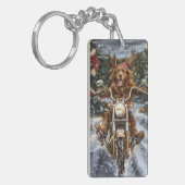 Nova Scotia Dog Riding Motorrad Weihnachten Schlüsselanhänger (Vorderseite links)