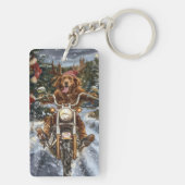 Nova Scotia Dog Riding Motorrad Weihnachten Schlüsselanhänger (Rückseite)