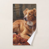 Nova Scotia Duck Terrier im Herbst Leaves Fall Badhandtuch Set (Handtuch)