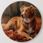 Nova Scotia Duck Terrier im Herbst Leaves Fall Button (Vorderseite)