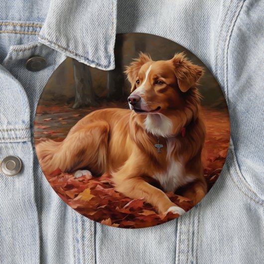 Nova Scotia Duck Terrier im Herbst Leaves Fall Button (Beispiel)