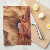 Nova Scotia Duck Terrier im Herbst Leaves Fall Geschirrtuch (Viertel Falte)