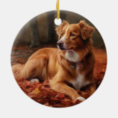 Nova Scotia Duck Terrier im Herbst Leaves Fall Keramik Ornament (Hinten)