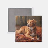 Nova Scotia Duck Terrier im Herbst Leaves Fall Magnet (Vorderseite/Rückseite)