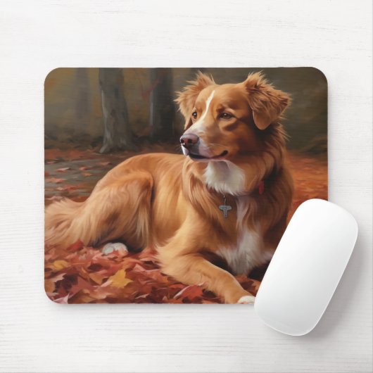 Nova Scotia Duck Terrier im Herbst Leaves Fall Mousepad (Mit Mouse)