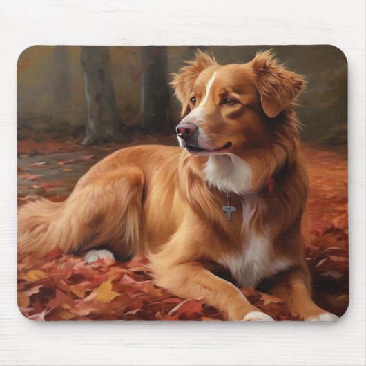 Nova Scotia Duck Terrier im Herbst Leaves Fall Mousepad (Vorne)